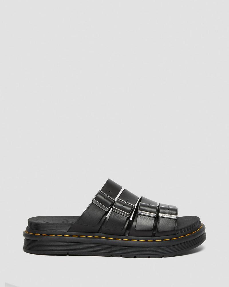 Dr Martens Tate Lær Slidesandaler Dame Svarte | Norge 468DFM
